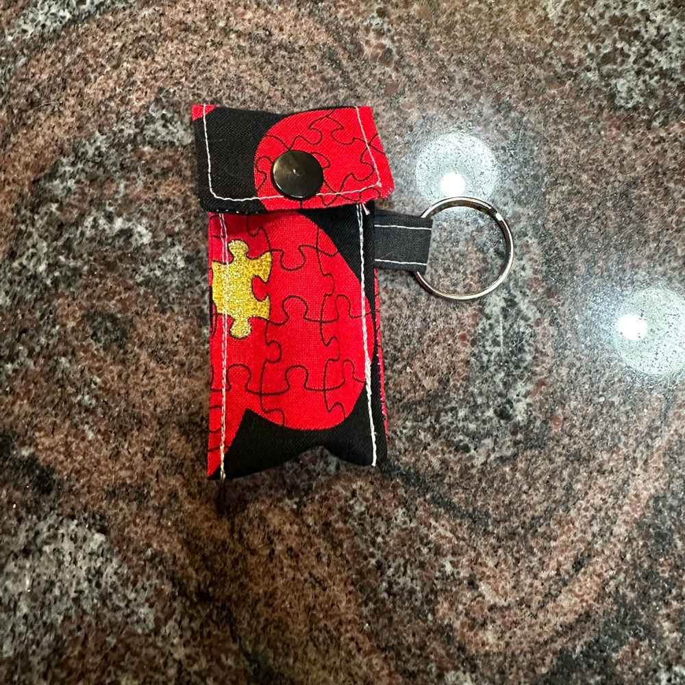 Handmade lip balm holder keychain- Puzzle pieces